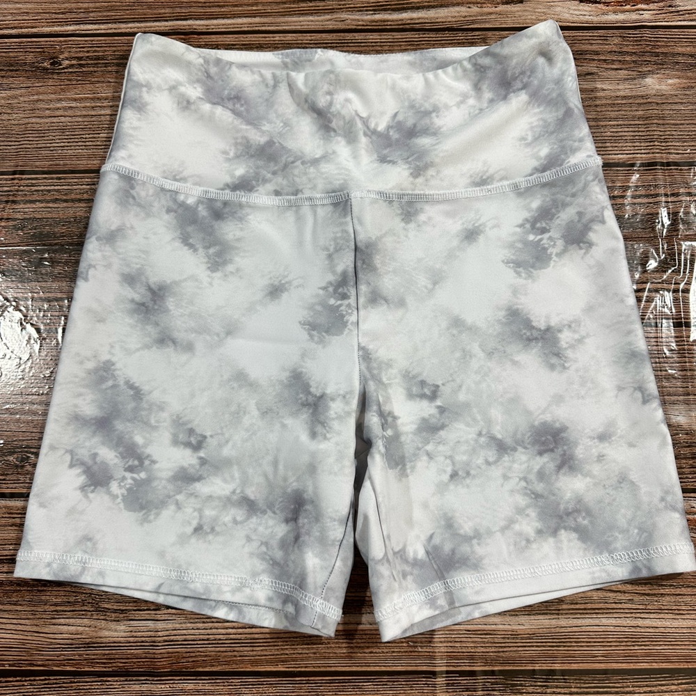 Forever‎ 21 Women’s S Tie Dye High Rise Biker Shorts Gray White | SKU 0707